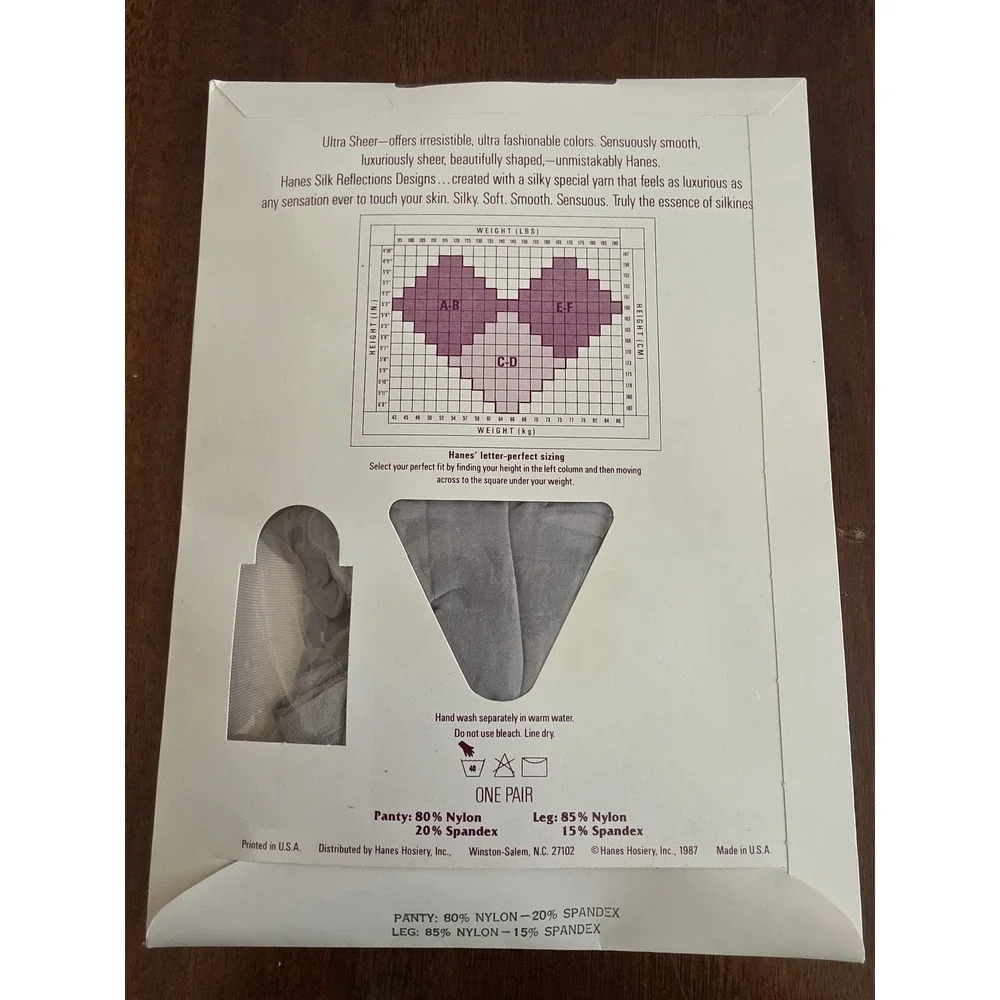 Vintage Hanes Pantyhose Size A-B Silver Back Seam USA Made NWT‎